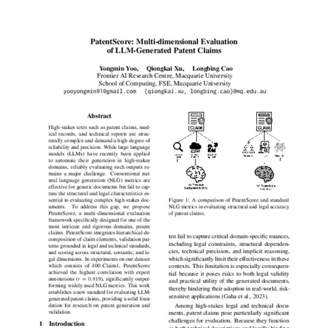 PatentScore: Multi-Dimensional Evaluation of LLM-Generated Patent Claims