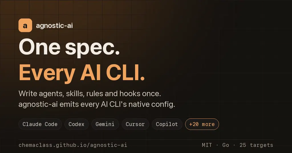 One setup, every AI CLI with agnostic-AI
