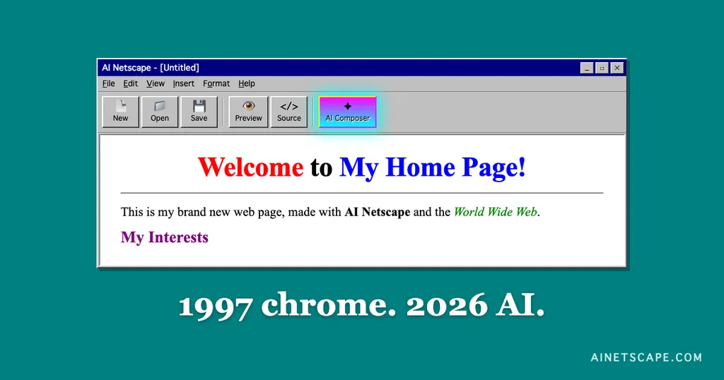 AI Netscape – 1997 Chrome, 2026 AI