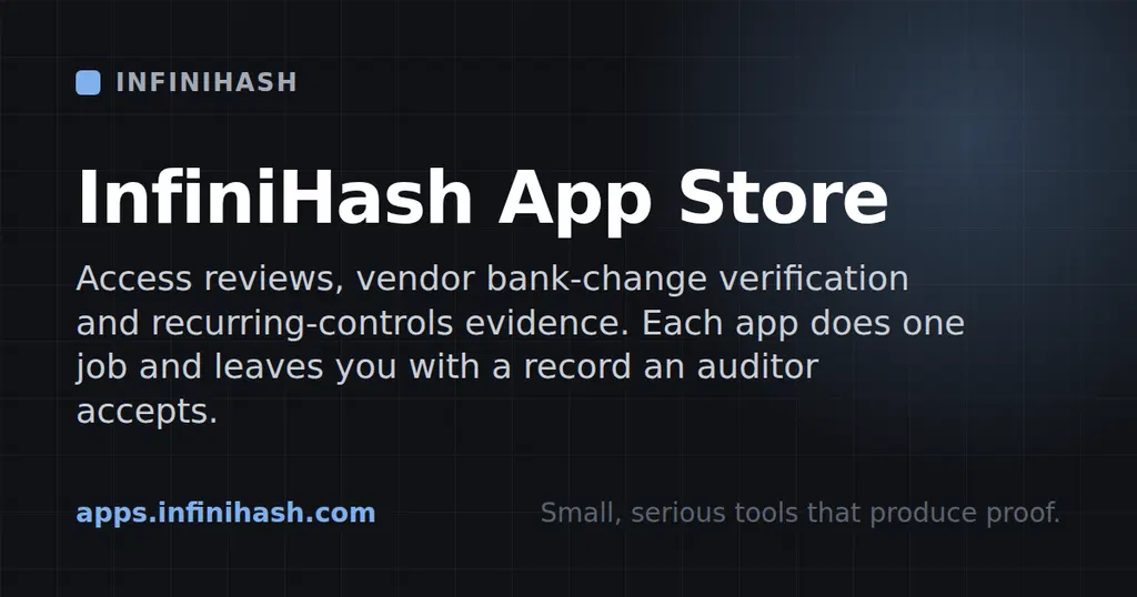 Show HN: InfiniHash App Store – compliance tools built end-to-end by AI agents