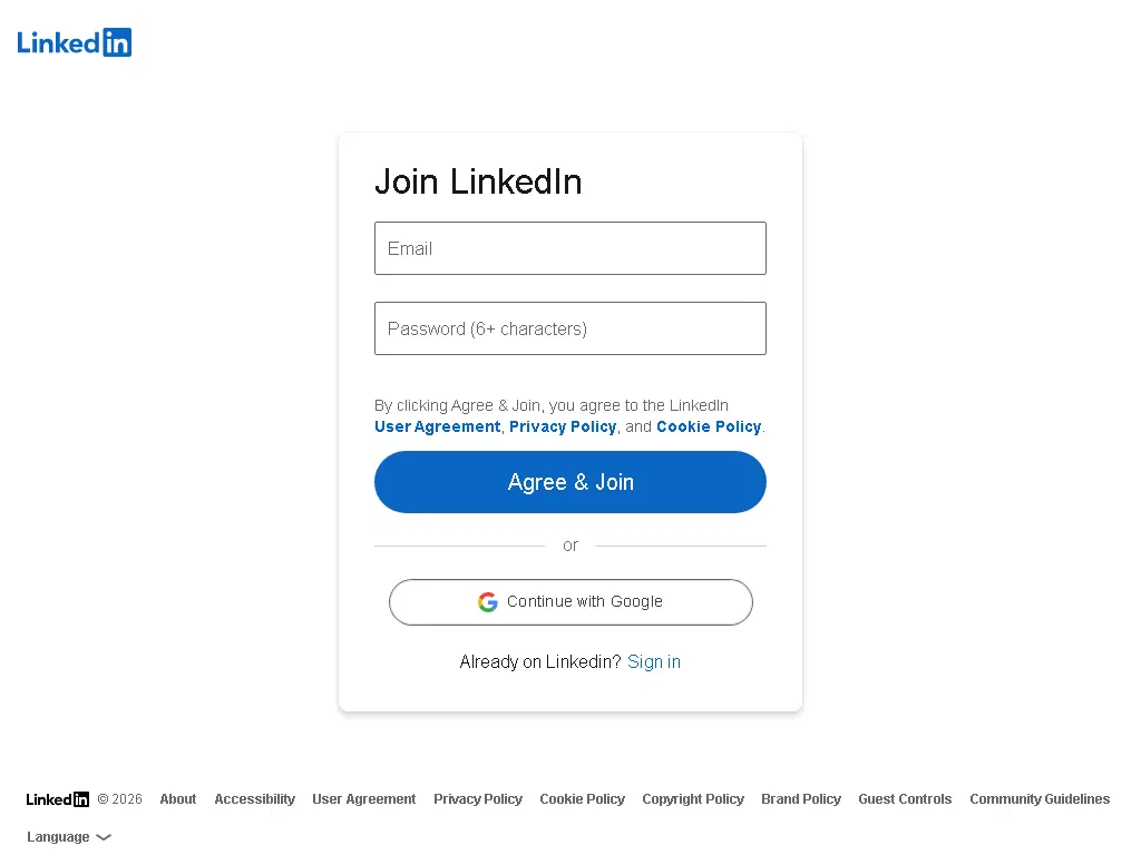 Sign Up | LinkedIn