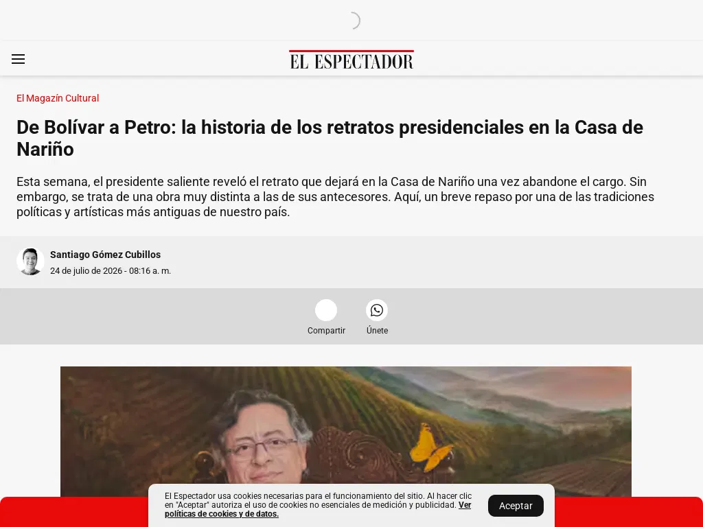 De Bolívar a Petro: la historia de los retratos presidenciales en la Casa de Nariño | EL ESPECTADOR