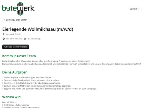 Eierlegende Wollmilchsau (m/w/d) | Jobs bei bytewerk