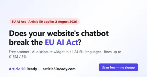 I scanned 495 big EU sites for the AI Act's chatbot rule. It's invisible
