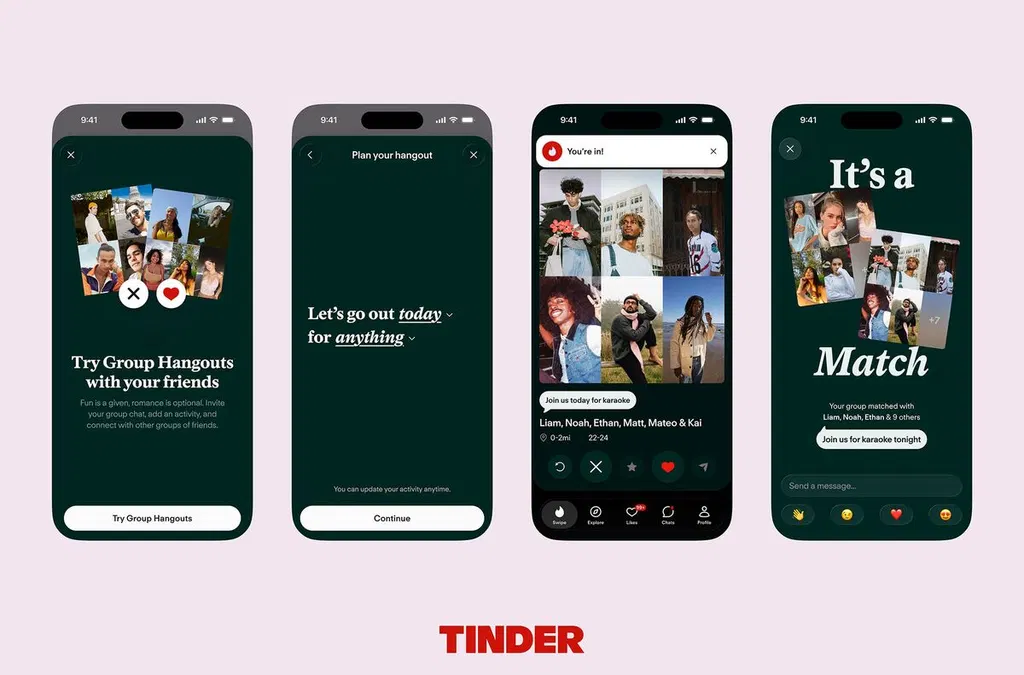 Tinder rolls out Group Hangouts in select US markets, letting a user form a group of three to 15 friends around shared activities, as it courts younger users (Samantha Kelly/Bloomberg)