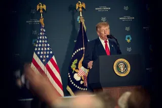 Trump slams Dario Amodei, saying "the only control or 'guardrails' that AI needs is a STRONG AND SMART (High IQ!) PRESIDENT, and the USA has that, in spades!" (Ryan Chua/Bloomberg)