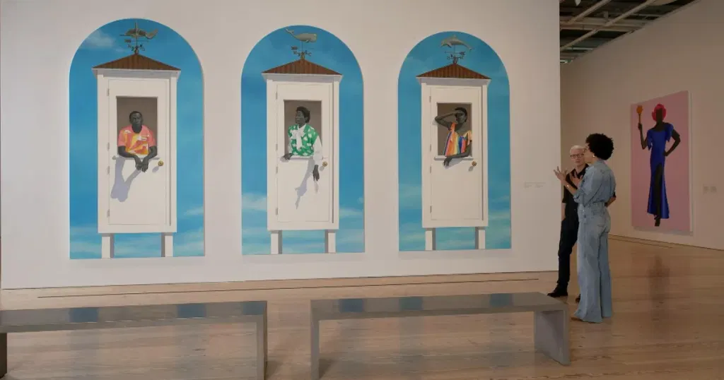 Amy Sherald shows "Ecclesia" to Anderson Cooper