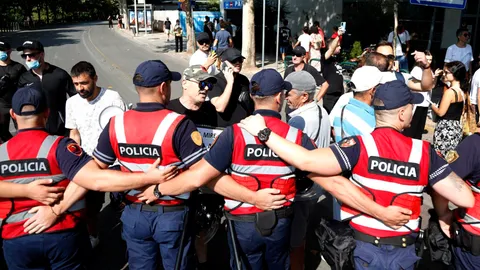 Albanian Protesters Clash With Police at Rally Outside Parliament