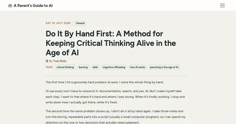 Do It by Hand First: Method for Keeping Critical Thinking Alive in the Age of AI