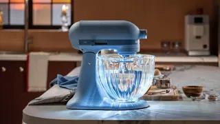  KitchenAid just unveiled its latest Design Series stand mixer, and its glowing, jewel-like glass bowl took my breath away 