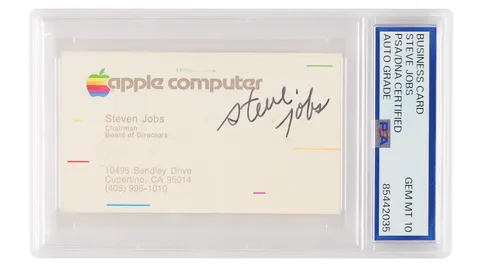  Gem Mint signed 1983 Steve Jobs business card opens at $70,000 — second signed card from that era after $180,000 record sale 