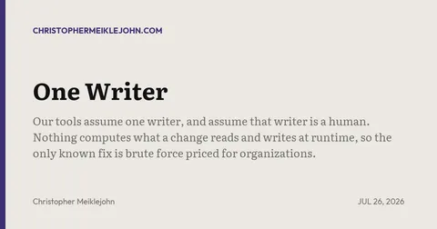 Our toolchain assumes one human writer, AI agents break that illusion