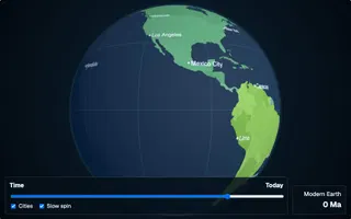 Show HN: Today's cities on a globe of Earth's tectonic past and future