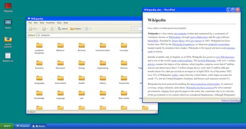 Explore Wikipedia Like a Windows XP Desktop