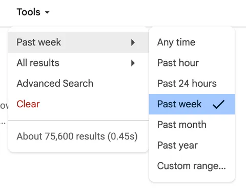 The time filter in Google Search broke a few days ago