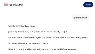 Trump’s New America.gov Chatbot Seems to Drop Acid When You Tell It to Play Minecraft