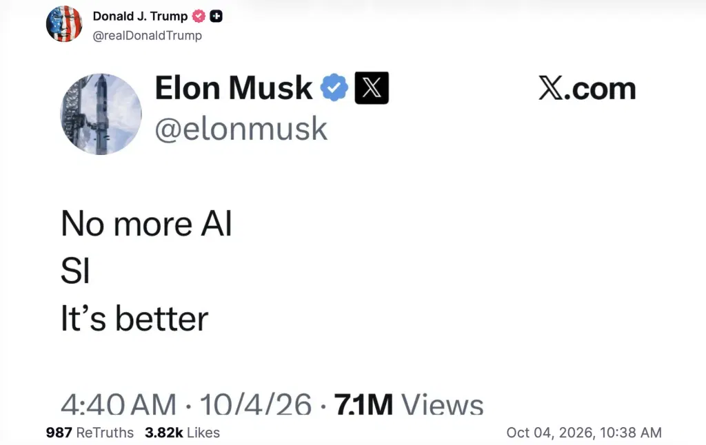 Trump Posts Not-So-Subtle Boast About ‘Super Intelligence’ Victory Over Elon Musk