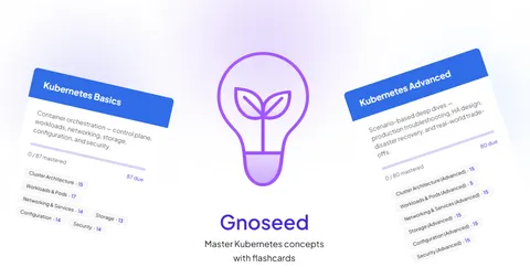 Show HN: I built Gnoseed – free flahscards to learn K8s, DevOps, AI and more