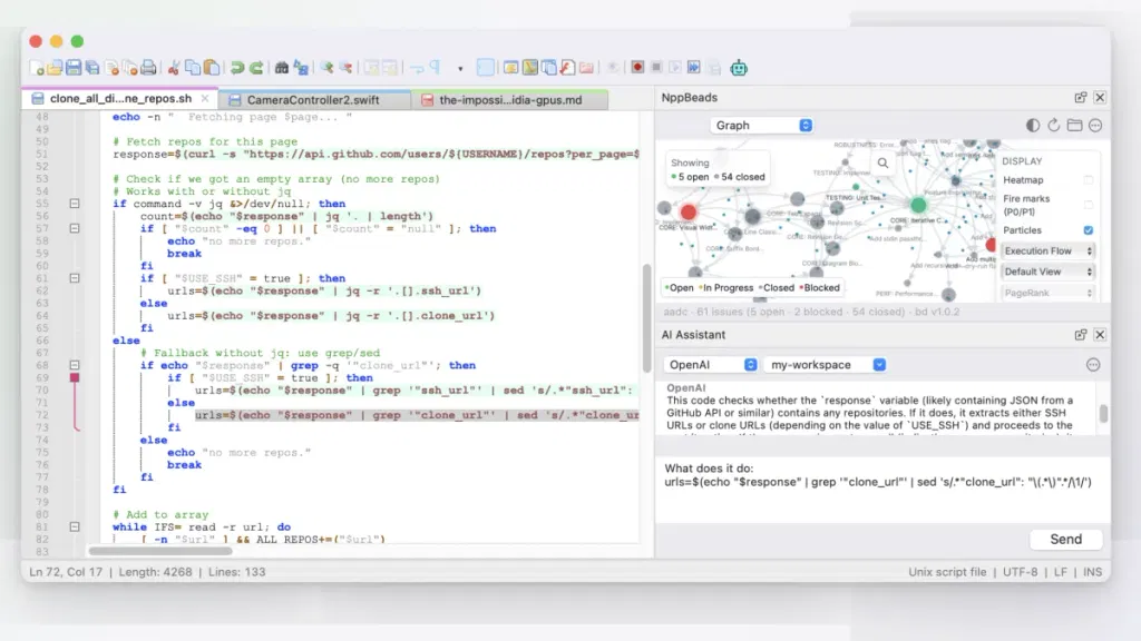 Notepad++ appears as a native macOS application