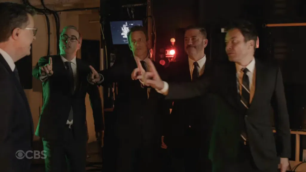 Stephen Colbert teams up with the hosts of late night to battle a giant, show-ending wormhole