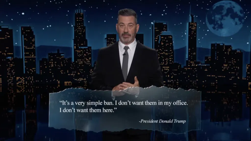 Jimmy Kimmel mocks Trump for banning press outlets from White House
