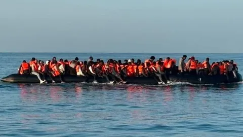 Burnham's mega-dinghy: Biggest ever migrant boat carrying 165 crosses Channel days after he became PM - yet he STILL stays silent on immigration