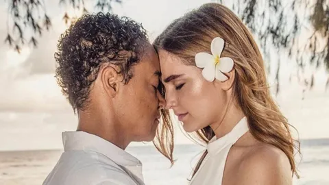 Explosive lesbian romance that began between an 'Avenging Angel' and a much younger British actress at Davos ends in toxic High Court fight - as property tycoon battles to stop her 'poor' bride getting £225m fortune