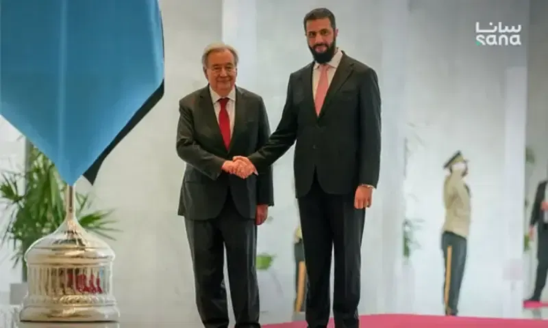 On first visit to Syria in 17 years, UN chief meets Sharaa