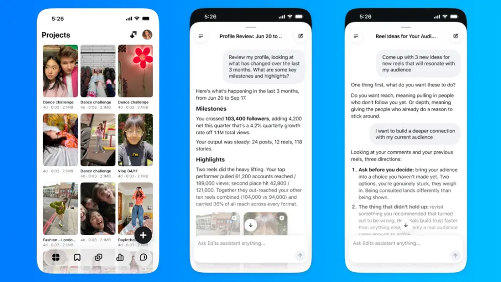 Instagram Edits App Adds AI Assistant to Explain Why Your Reels Flopped