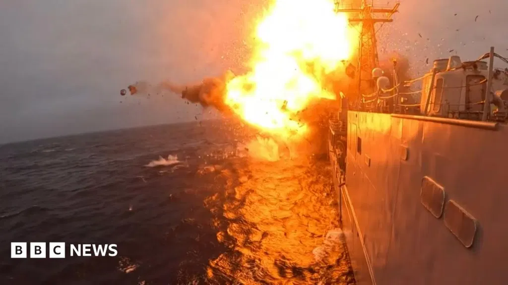 Watch: 'Ship buster' missiles sink old US warship in live fire training off Scotland