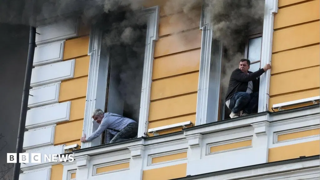 People escape historic Kyiv building hit by Russian drone