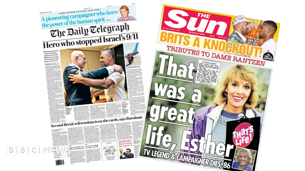 The Papers: 'Israel's 9/11 stopped' and 'That was a great life'