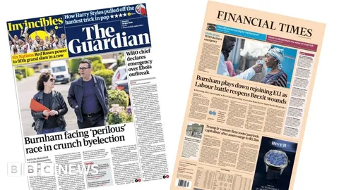 The Papers: 'Burnham faces perilous race' and 'WHO declares Ebola emergency'