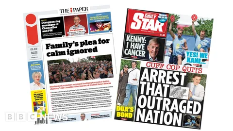 The Papers: 'Plea for calm ignored' and 'Arrest that outraged nation'