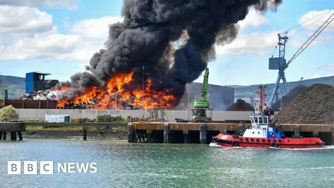 Fire burning at recycling site in east Belfast