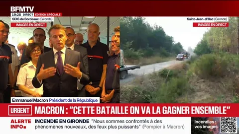 Emmanuel Macron en Gironde: "Les conditions météorologiques sont très dures, les températures vont remonter"