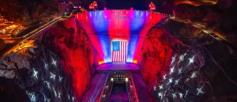 Hoover Dam Adorned With Football Field-Sized American Flag Ahead of 250th Celebration