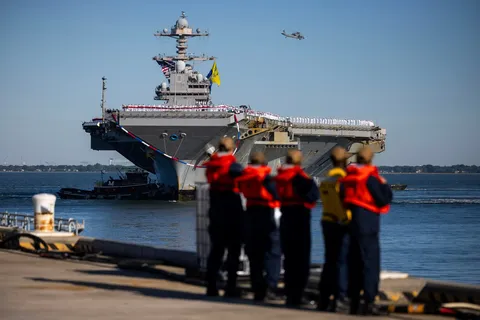 USS Gerald Ford aircraft carrier returns home after 326-day deployment