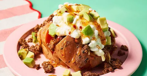 Spicy taco beef sweet potato with hot honey recipe