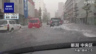JR新潟駅付近 国道が冠水