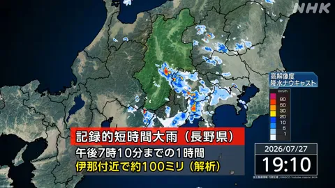 長野 伊那付近で記録的な大雨 災害の危険迫る