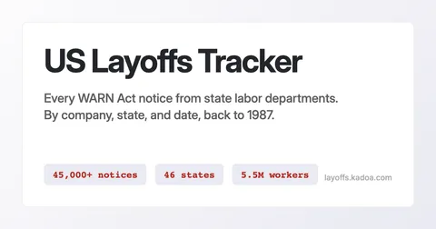 US mass layoffs tracker via WARN ACT notices