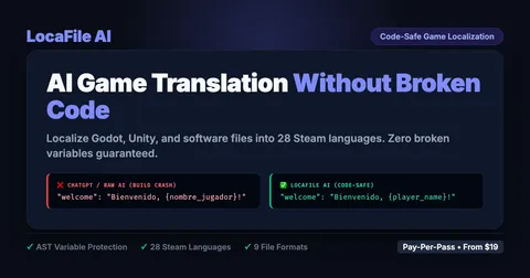 LocaFile AI – Translate game localization files without breaking code variables