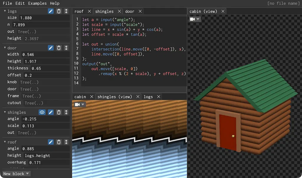 Halfspace experimental IDE for solid modeling with distance fields