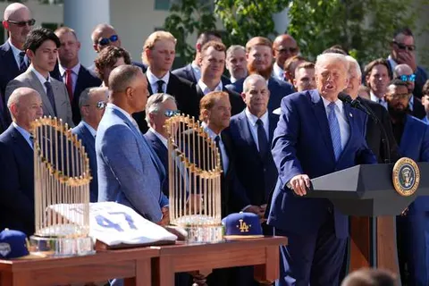 Trump Welcomes the World Series Champion L.A. Dodgers to White House With His Typical Humor