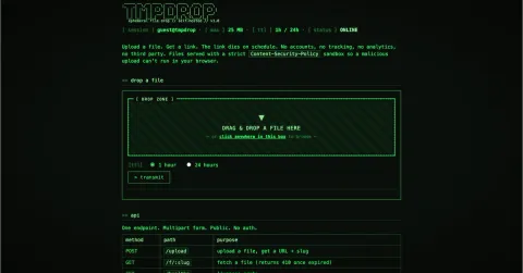 Why I built tmpdrop: a self-hosted, expiring file drop