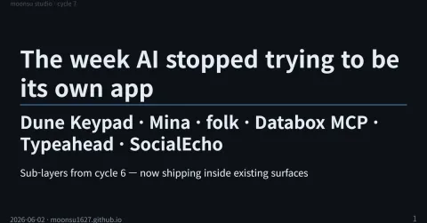 The week AI stopped trying to be its own app — Dune, Mina, folk, Databox MCP