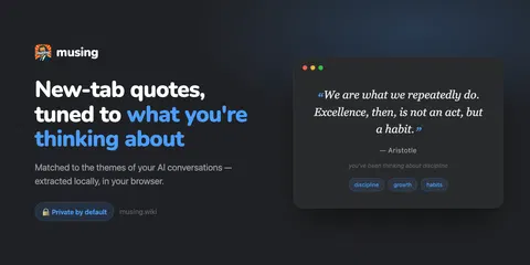 Browser's new page that shows quotes inspired by your AI chats history