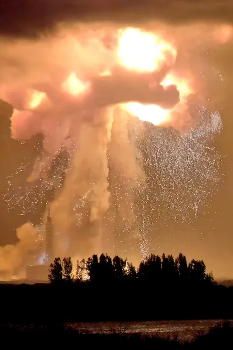 Blue Origin rocket explodes on launch pad during engine-firing test
