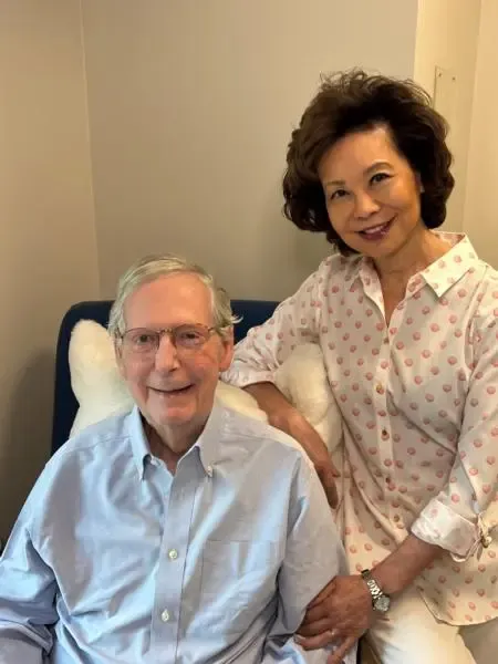 Mitch McConnell grins beside wife Elaine Chao in new photo as he recovers from a fall